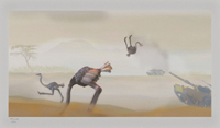ostriches get their butts blown off